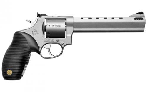 Taurus Model 692, Double Action, Metal Frame Revolver, Medium Frame, 357 Magnum/38 Special/9MM, 6.5" Barrel, Stainless Steel, Matte Stainless Finish, Silver, Rubber Grips, Adjustable Rear Sight, 7 Rounds 2-692069