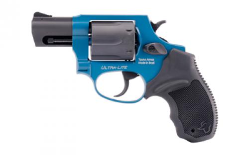 Taurus Model 856, Double Action, Metal Frame Revolver, Small Frame, 38 Special +P, 2 Barrel, Steel, Matte Finish, Sky Blue and Black, Rubber Grips, Fixed Sights, 6 Rounds 2-85621ULC23