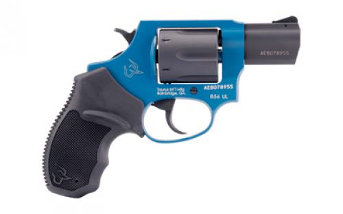 Taurus Model 856, Double Action, Metal Frame Revolver, Small Frame, 38 Special +P, 2" Barrel, Steel, Matte Finish, Sky Blue and Black, Rubber Grips, Fixed Sights, 6 Rounds 2-85621ULC23