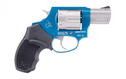 Taurus Model 856, Double Action, Metal Frame Revolver, Small Frame, 38 Special +P, 2" Barrel, Steel, Matte Finish, Sky Blue and Stainless Steel, Rubber Grips, Fixed Sights, 6 Rounds 2-85629ULC23