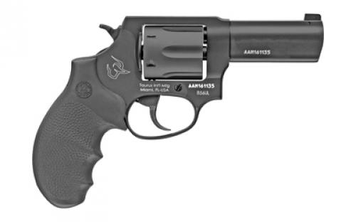 Taurus Model 856, Double Action, Metal Frame Revolver, Medium Frame, 38 Special +P, 3" Barrel, Front Night Sight, Alloy, Anodized Finish, Black, Hogue Grip, 6 Rounds 2-85631ULNS