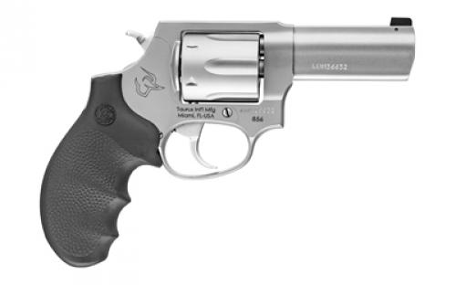 Taurus Model 856, Double Action, Metal Frame Revolver, Medium Frame, 38 Special +P, 3" Barrel, Front Night Sight, Stainless Steel, Matte Finish, Silver, Hogue Grip, 6 Rounds 2-85639NS