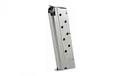 Mecgar Pistol Magazine, 40S&W, 8 Rounds, Fits 1911 Pistols, Silver, Steel, Nickel Finish MGCGOV40N