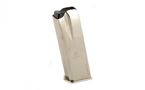 Mecgar Pistol Magazine, 9MM, 15 Rounds, Fits Browning Hi-Power Pistols, Steel, Silver, Nickel Finish MGBRHP15N