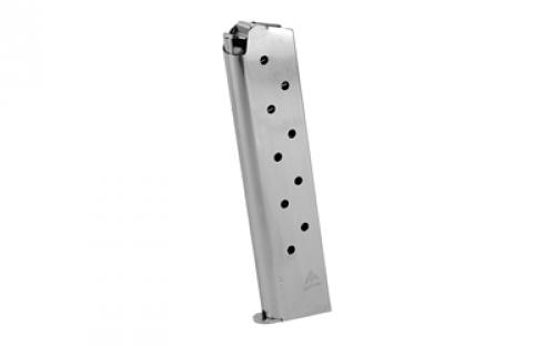 Mecgar Magazine, 45ACP, 10 Rounds, Fits 1911, Nickel Finish MGCG4510N