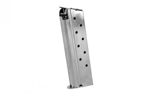 Mecgar Magazine, 10MM, 8 Rounds, Fits 1911, Nickel Finish MGCGOV10N