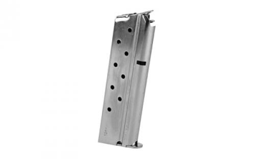 Mecgar Magazine, 10MM, 8 Rounds, Fits 1911, Nickel Finish MGCGOV10N