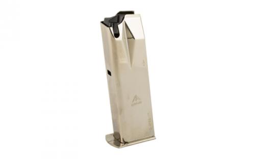 Mecgar Pistol Magazine, 9MM, 17 Rounds, Fits Ruger P85 Pistols, Steel, Silver, Nickel Finish MGRP8517N