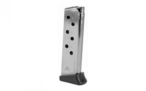 Mecgar Pistol Magazine, 380ACP, 7 Rounds, Fits PPK/S Pistols, Silver, Steel, Nickel Finish MGWPPKSFRN