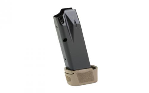 CANIK MC9 Magazine, 9MM, 15 Rounds, Fits Canik MC9, Matte Finish, Black, Includes Flat Dark Earth Full Grip Extension MA2276D