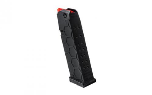 HEXMAG Magazine, 9mm, 17 Rounds, Fits Glock 17/19/26/34/17L, Polymer, Black HX17-G17-BLK