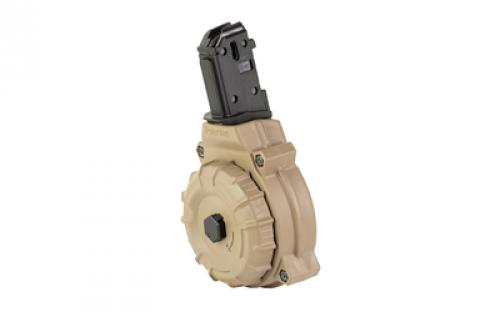 ProMag Drum Magazine, 9MM, 50 Rounds, Fits CZ Scorpion, Polymer Construction, Flat Dark Earth DRM-A22-FDE