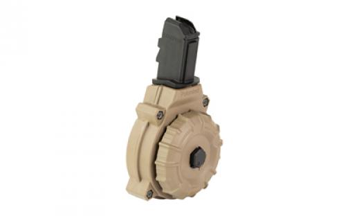 ProMag Drum Magazine, 9MM, 50 Rounds, Fits CZ Scorpion, Polymer Construction, Flat Dark Earth DRM-A22-FDE