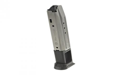 Ruger Magazine, 9MM, 10 Rounds, Fits Ruger American, Stainless, Polymer Base, Silver 90514