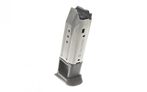 Ruger Magazine, 9MM, 10 Rounds, Fits Ruger American, Stainless, Polymer Base, Silver 90514