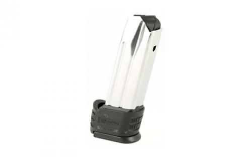 Springfield Magazine, 9MM, 19 Rounds, Fits Springfield XDM, with Sleeve for Backstrap 2, Stainless, Silver XDM50192