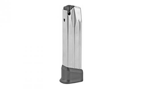 Springfield Magazine, 9MM, 22 Rounds, Fits Springfield XDME, with Black Finger Rest, Stainless, Silver XDME5922