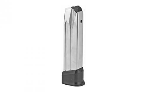 Springfield Magazine, 9MM, 22 Rounds, Fits Springfield XDME, with Black Finger Rest, Stainless, Silver XDME5922