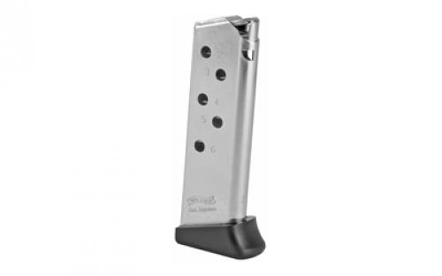 Walther Magazine, 380ACP, 6 Rounds, Fits PPK, with Finger Rest, Nickel Finish 2246010