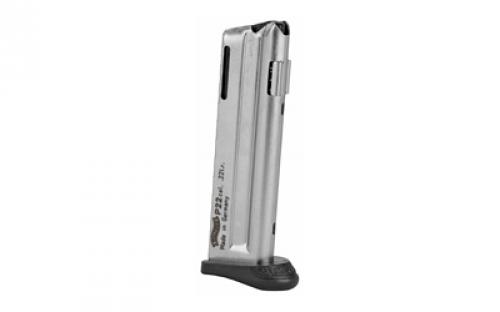 Walther Magazine, 22LR, 10 Rounds, Fits P22, Q Style Frame, Nickel Finish 512604