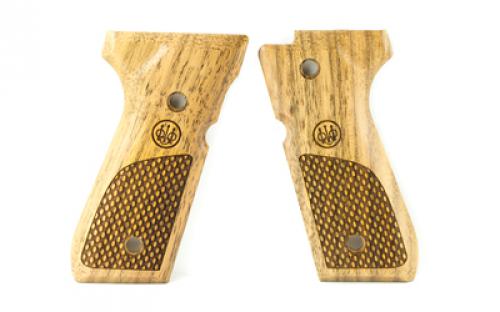 Beretta 92/96 Series Wood Walnut Grips, Oval Checkering With Trident, Screws Not Included, Fits Beretta 96, 92FS, 92A1, M9, M9A1, Brigadier, Centurion, Elite Pistols E00219