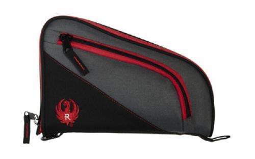 Allen Tuscan Ruger Branded, Pistol Case, 10 Long, Nylon Construction, Matte Finish, Black and Gray with Red Accents 27401