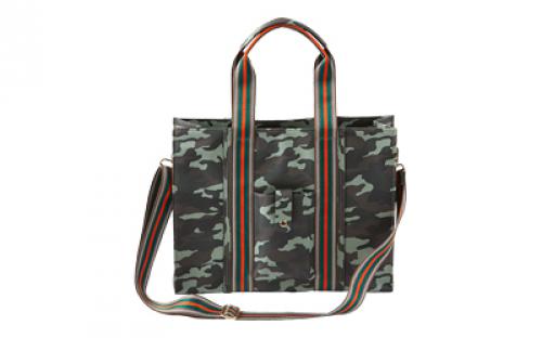 Bulldog Cases Cross Body Style Purse, Black/Green/Brown Camo Pattern with Stripes, Universal Fit Holster Included BDP-043