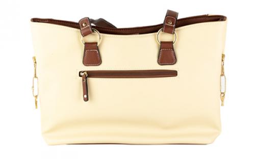 Bulldog Cases Tote Style Purse, Medium, Sand and Stone Color, Leather, 14"x10"x5" BDP-052