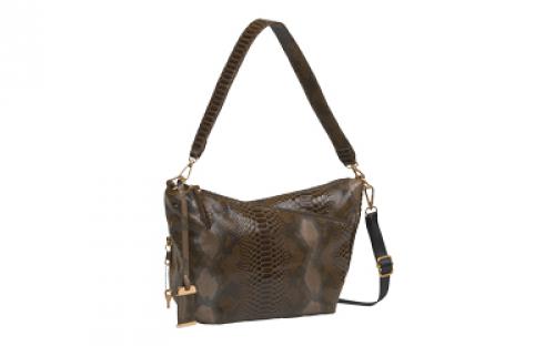 Bulldog Cases Hobo Purse with Holster, Snake Print, Brown, Leather BDP-074