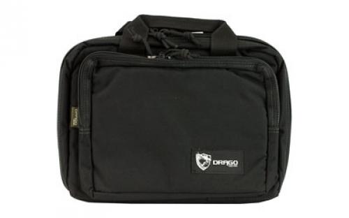 Drago Gear Double Pistol Case, 5 Internal Magazine Holders, Black 12-315BL