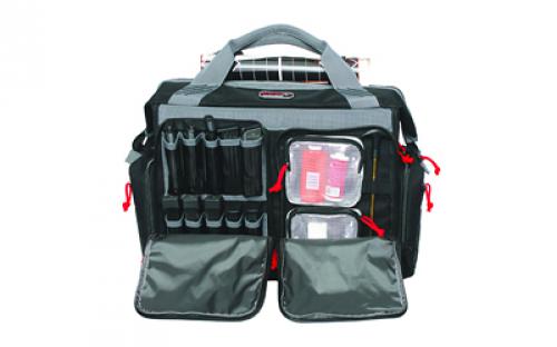 GPS Rolling Range Bag, Black, Soft Case, Holds up to 1 Medium Frame Pistol and 2 Small Frame Pistols, Oversize ATV Wheels, Additional External Pockets for Magazines, Binoculars, Ear Protection, Stapler, and Targets GPS-2215RB