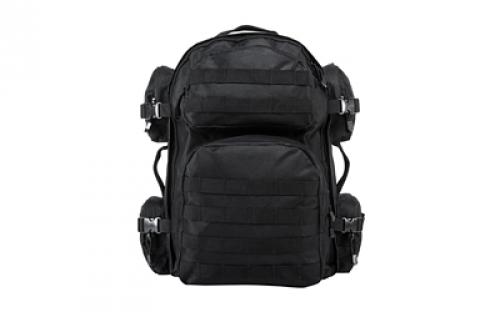 NCSTAR Tactical Backpack, 18 x 12 x 6 Main Compartment, Nylon, Black, Adjustable Shoulder Straps, Exterior PALS/ MOLLE Webbing, Hydration Bladder Compatible CBB2911