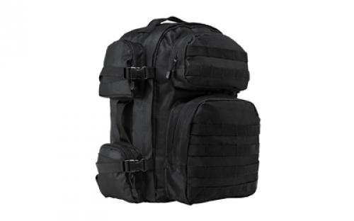 NCSTAR Tactical Backpack, 18" x 12" x 6" Main Compartment, Nylon, Black, Adjustable Shoulder Straps, Exterior PALS/ MOLLE Webbing, Hydration Bladder Compatible CBB2911