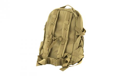 NCSTAR Tactical Backpack, 18" x 12" x 6" Main Compartment, Nylon, Tan, Adjustable Shoulder Straps, Exterior PALS/ MOLLE Webbing, Hydration Bladder Compatible CBT2911