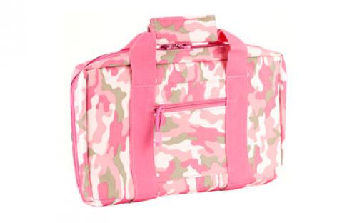 NCSTAR Discreet Pistol Case, Nylon, Pink, Two Padded Handgun Compartments, Six Elastic Magazine Loops, Carry Handle CPP2903