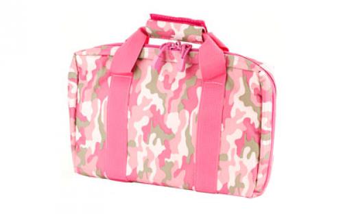 NCSTAR Discreet Pistol Case, Nylon, Pink, Two Padded Handgun Compartments, Six Elastic Magazine Loops, Carry Handle CPP2903