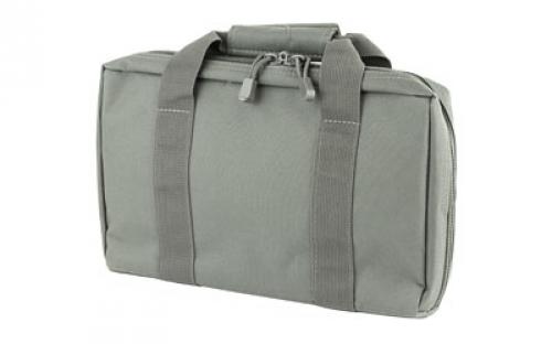 NCSTAR Discreet Pistol Case, Nylon, Gray, Two Padded Handgun Compartments, Six Elastic Magazine Loops, Carry Handle CPU2903