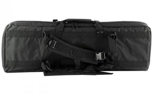 NCSTAR Double Carbine Case, 36" Rifle Case, Nylon, Black, Exterior PALS Webbing, Interior Padded with Thick Foam, Accommodates two Rifles CVDC2946B-36