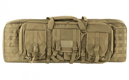 NCSTAR Double Carbine Case, 36 Rifle Case, Nylon, Tan, Exterior PALS Webbing, Interior Padded with Thick Foam, Accommodates two Rifles CVDC2946T-36