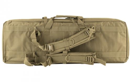 NCSTAR Double Carbine Case, 36" Rifle Case, Nylon, Tan, Exterior PALS Webbing, Interior Padded with Thick Foam, Accommodates two Rifles CVDC2946T-36