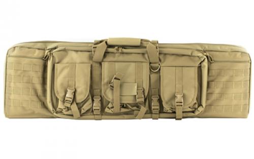 NCSTAR Double Carbine Case, 42 Rifle Case, Nylon, Tan, Exterior PALS Webbing, Interior Padded with Thick Foam, Accommodates two Rifles CVDC2946T-42