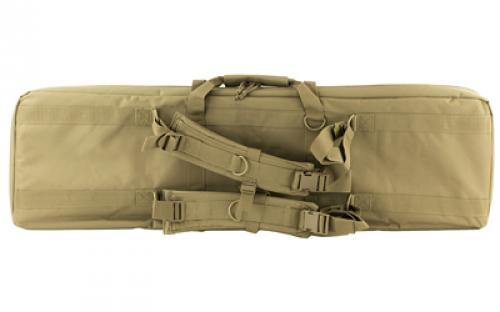 NCSTAR Double Carbine Case, 42" Rifle Case, Nylon, Tan, Exterior PALS Webbing, Interior Padded with Thick Foam, Accommodates two Rifles CVDC2946T-42