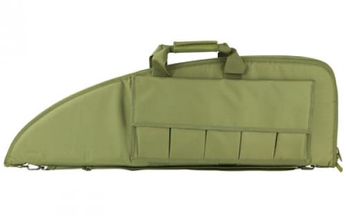 NCSTAR 2907 Series Rifle Case, Green, Nylon, 36 Length, Includes 5 Exterior Mag Pouches, Extra Wide to Allow Room for Scoped Rifles CVG2907-36