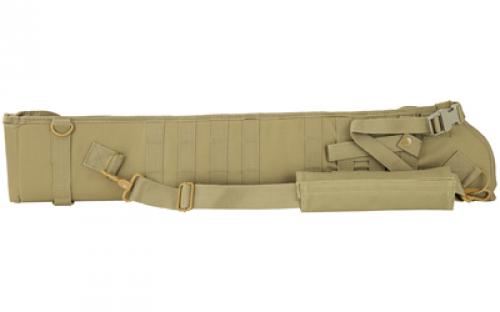 NCSTAR Shotgun Scabbard, Tan, Nylon, 29" Length, Six Metal D-Ring locations, Includes Padded Shoulder Sling CVSCB2917T