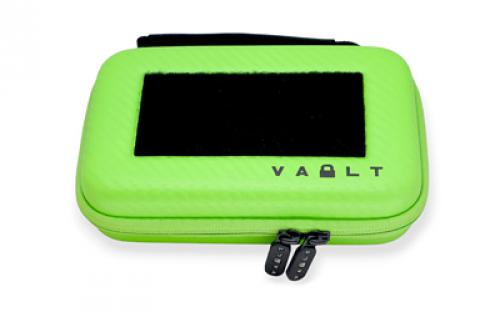 Vault Case Nano, Mini Case, 3 Removable Flex Panels, Velcro Top Lid Patch Panel, 7x4.5x2, Faux Green Carbon Fiber Outer Shell VLTNANOGRNCBN