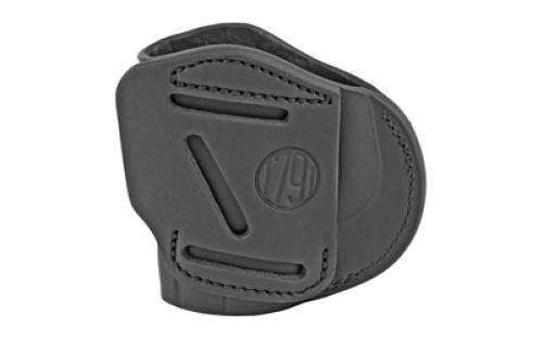 1791 4 Way Holster, Concealment & Belt Holster, IWB/OWB, Stealth Black Leather, Fits Glock 26/27/28/29/30/33/39, Springfield XDS/XDE/XD9/XD40, Right Hand, Size 4 4WH-4-SBL-R