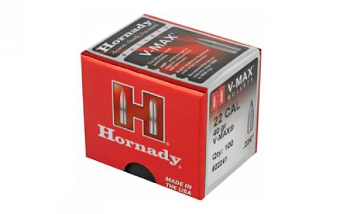 Hornady V-Max, .224 Diameter, 22 Caliber, 40 Grain, Ballistic Tip, 100 Count 22241