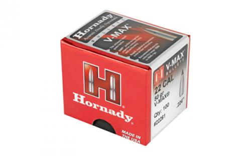 Hornady V-Max, .224 Diameter, 22 Caliber, 50 Grain, Ballistic Tip, 100 Count 22261