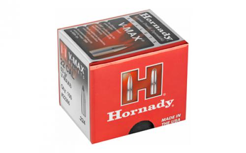 Hornady V-Max, .224 Diameter, 22 Caliber, 53 Grain, Ballistic Tip, 100 Count 22265