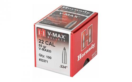 Hornady V-Max, .224 Diameter, 22 Caliber, 55 Grain, Ballistic Tip, 100 Count 22271